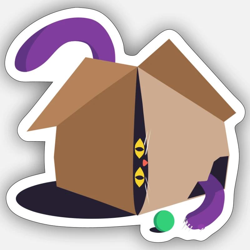 cat in the box Sticker Größe S (10 x 10 cm)
