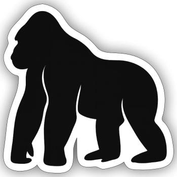Mighty gorilla king of the jungle silhouette - Sticker size S (10 x 10 cm) - white matte - Front