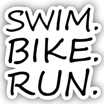 Triathlon Laufen Schwimmen Radfahren - Sticker Größe S (10 x 10 cm) - Mattweiß - Vorne