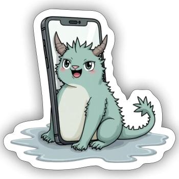 cute mythical creature fred on iPhone - Sticker Größe S (10 x 10 cm) - Mattweiß - Vorne