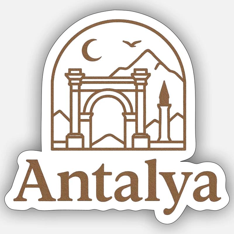 Antalya Torbogen Nachtbild - Sticker Größe S (10 x 10 cm) - Mattweiß