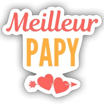 Meilleur Papy - Sticker taille S (10 x 10 cm) - blanc mat - Devant