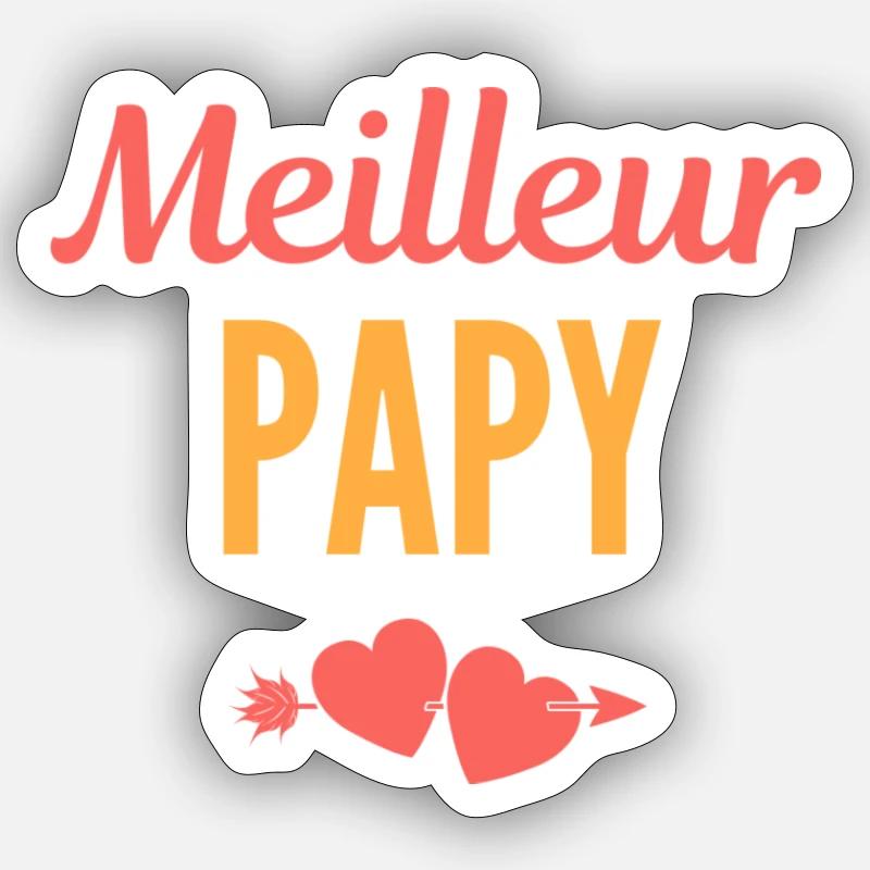 Meilleur Papy - Sticker taille S (10 x 10 cm) - blanc mat