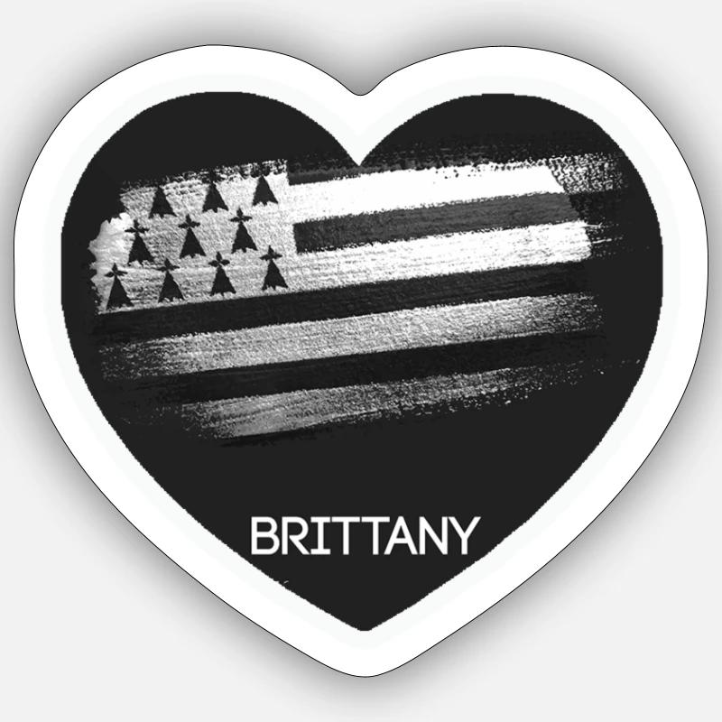 bretagne drapeau breton - Sticker taille S (10 x 10 cm) - blanc mat