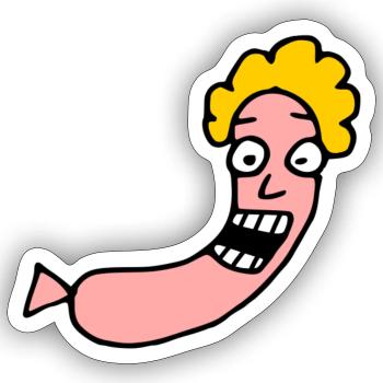 Happy Würstchen - Sticker Größe S (10 x 10 cm) - Mattweiß - Vorne