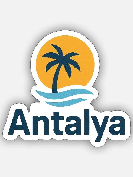 Antalya Palmenstrand Sonnenlogo - Sticker Größe S (10 x 10 cm) - Mattweiß