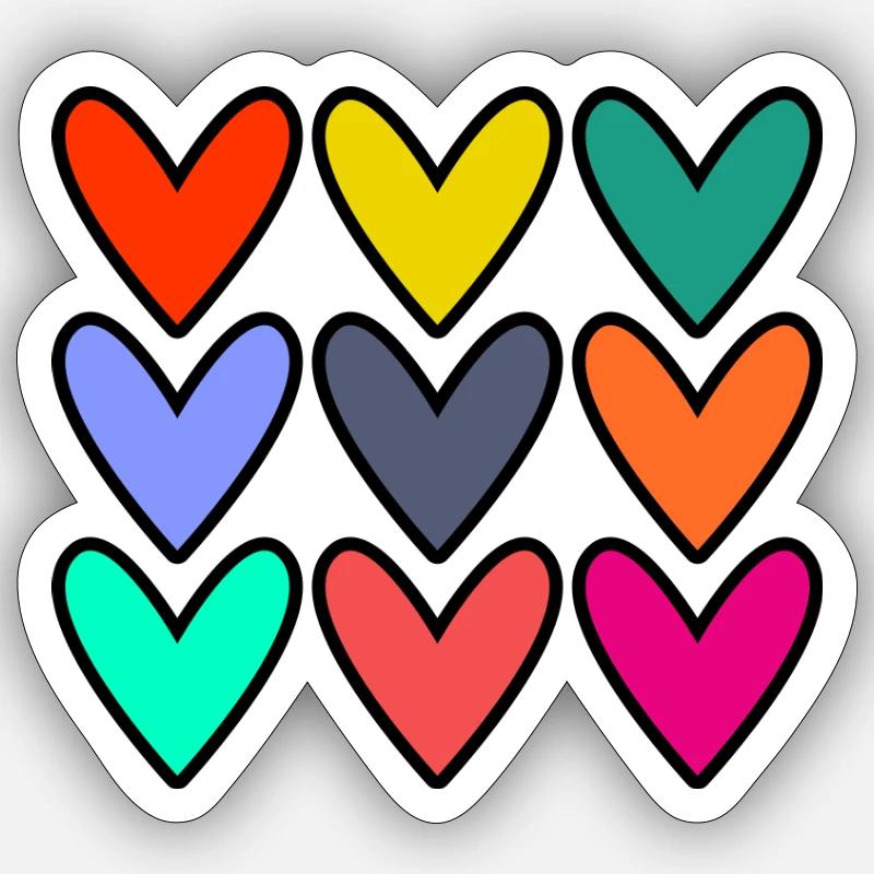 COEUR. COUPLE. SAINT VALENTIN. JUST MARRIED. EVJF. - Sticker taille S (10 x 10 cm) - blanc mat