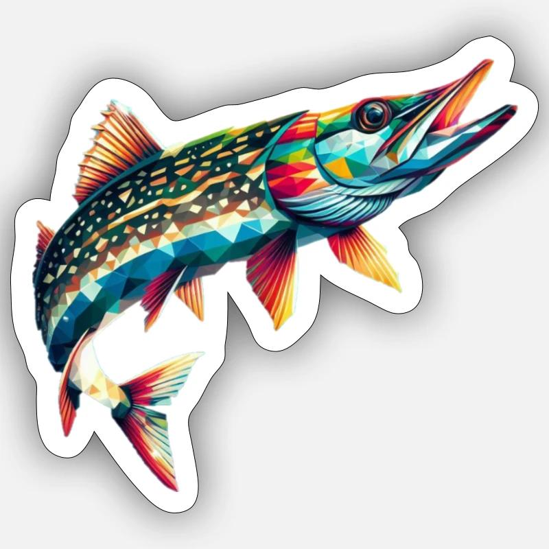 Hecht - Sticker Größe S (10 x 10 cm) - Mattweiß