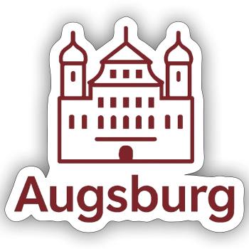 Augsburg Skyline Schlosslinie - Sticker Größe S (10 x 10 cm) - Mattweiß - Vorne