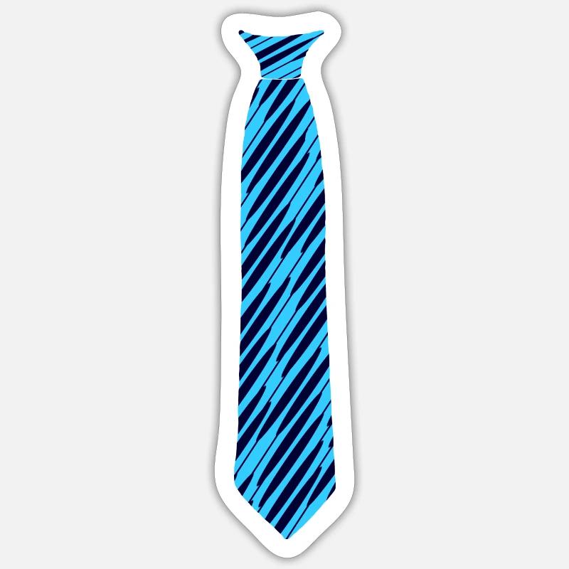 tie pattern oblique blue - Sticker size S (10 x 10 cm) - white matte