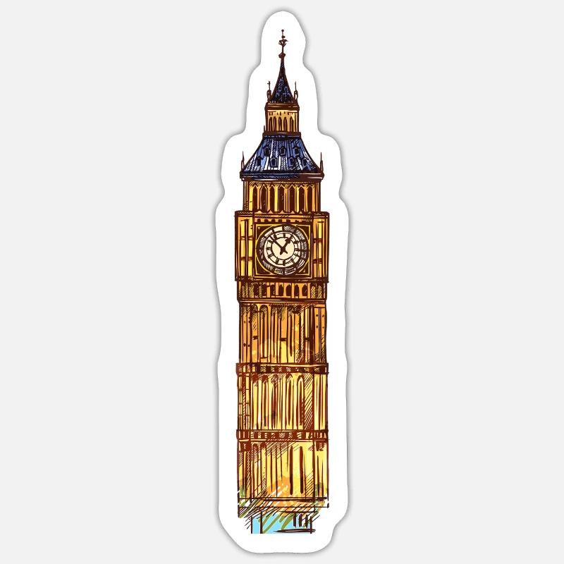 Londres Angleterre Big Ben - Sticker taille S (10 x 10 cm) - blanc mat