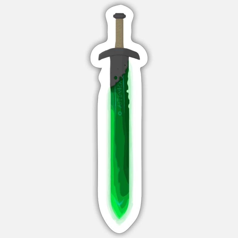 Épée runique verte - Sticker taille S (10 x 10 cm) - blanc mat
