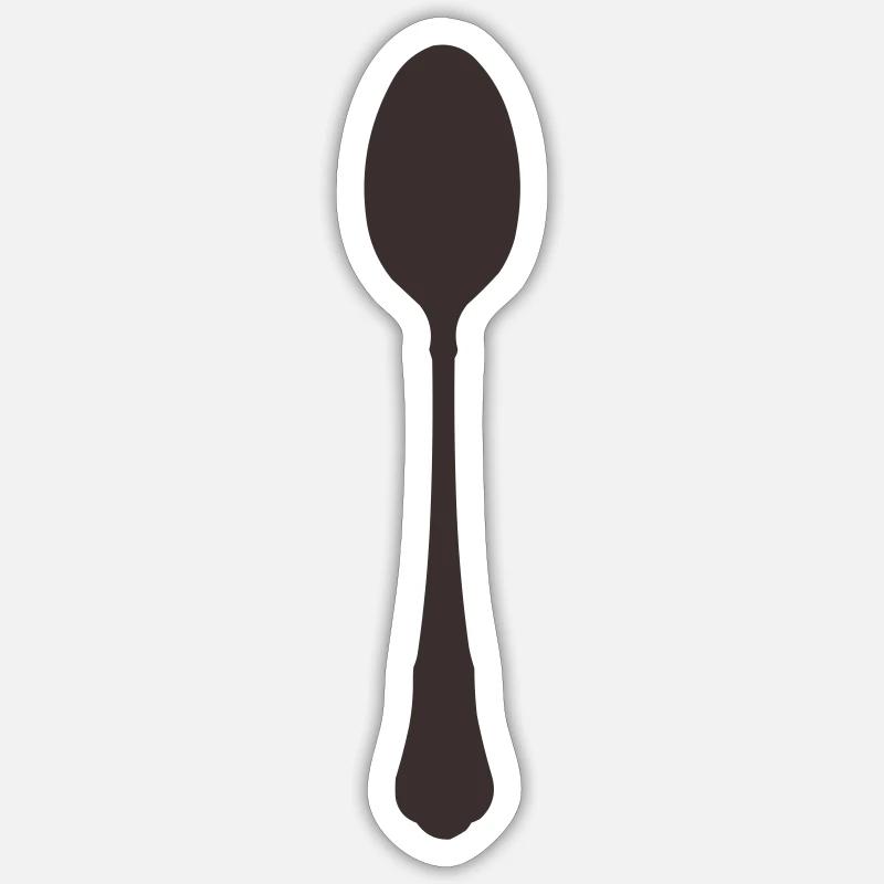 Löffel Besteck - Sticker Größe S (10 x 10 cm) - Mattweiß
