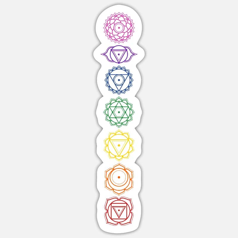 7 symboles de chakra - affectation des couleurs - Sticker taille S (10 x 10 cm) - blanc mat