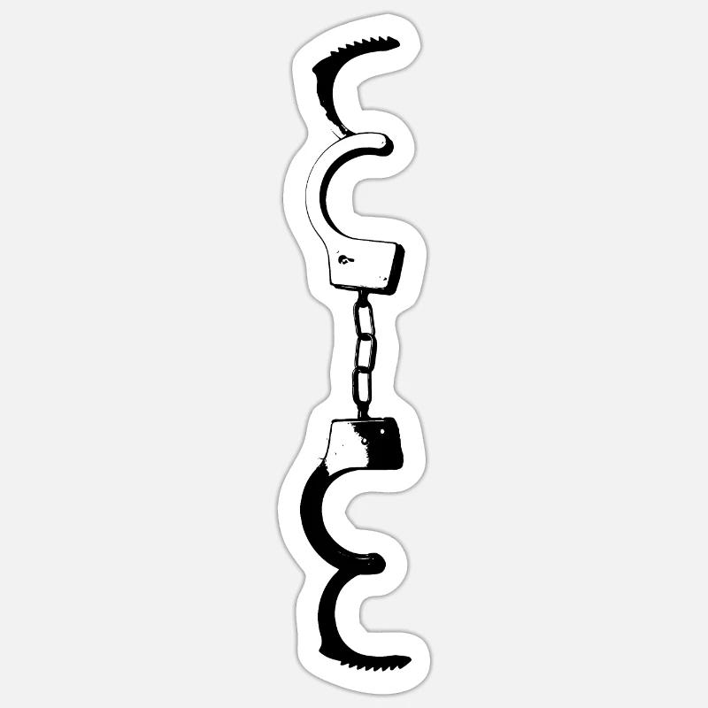 Handschellen - Sticker Größe S (10 x 10 cm) - Mattweiß