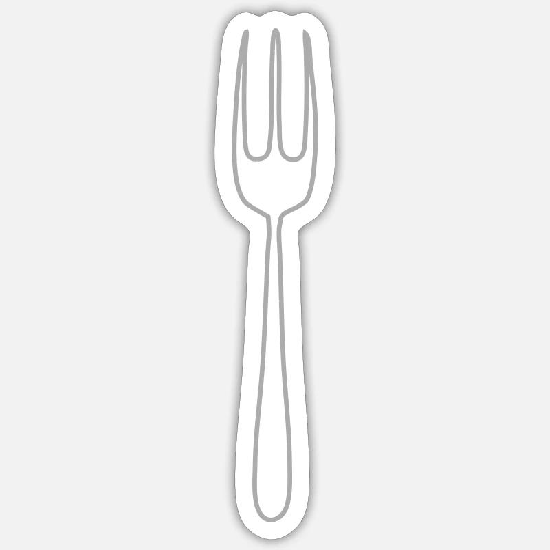 Gabel - Sticker Größe S (10 x 10 cm) - Mattweiß