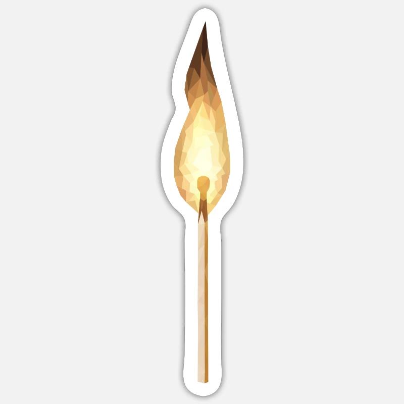 Polyart burning match - Sticker size S (10 x 10 cm) - white matte