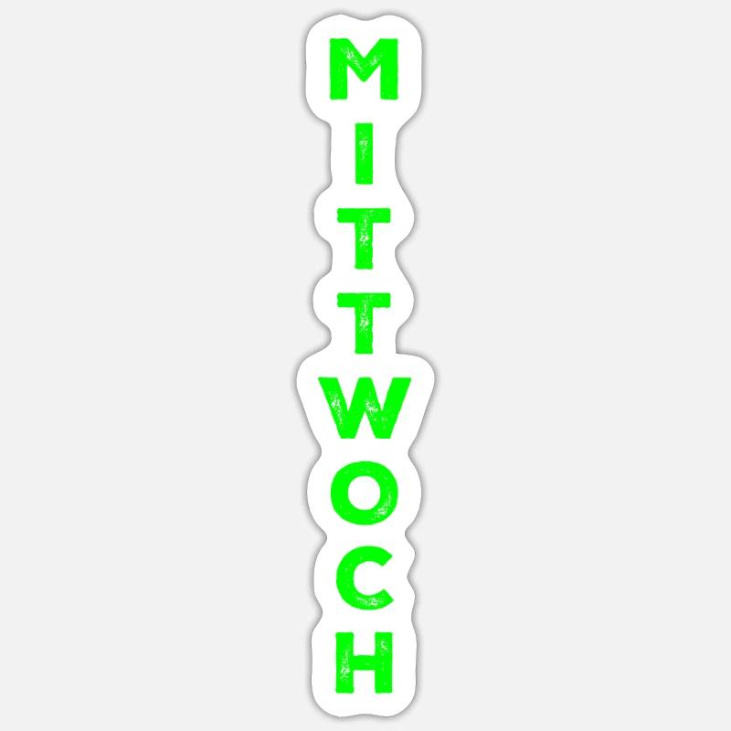 Mercredi - vert - Sticker taille S (10 x 10 cm) - blanc mat