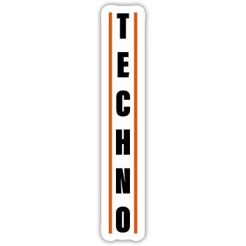 TECHNO - Sticker size S (10 x 10 cm) - white matte - Front