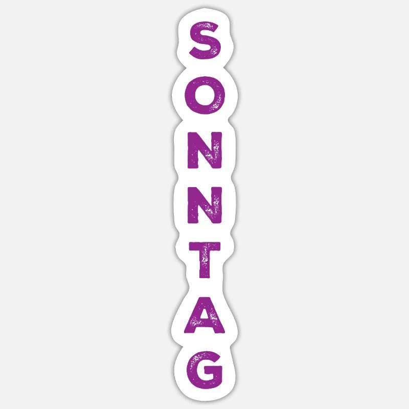 Dimanche - violet - Sticker taille S (10 x 10 cm) - blanc mat