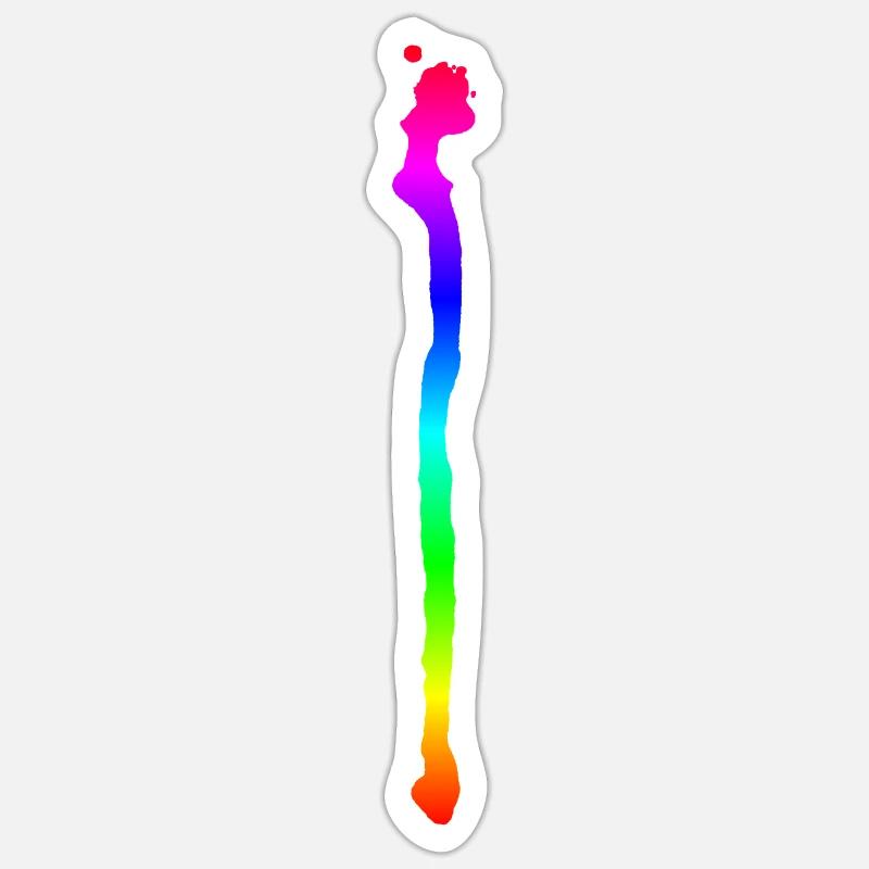 Farben - Streifen Pinselstrich Regenbogen - Sticker Größe S (10 x 10 cm) - Mattweiß