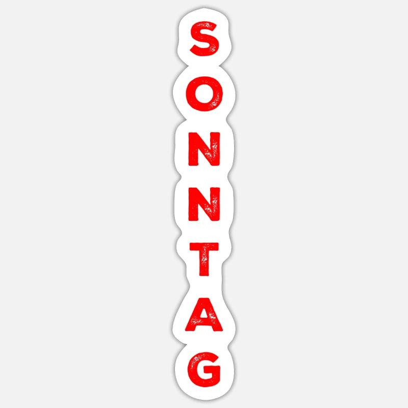Dimanche - rouge - Sticker taille S (10 x 10 cm) - blanc mat