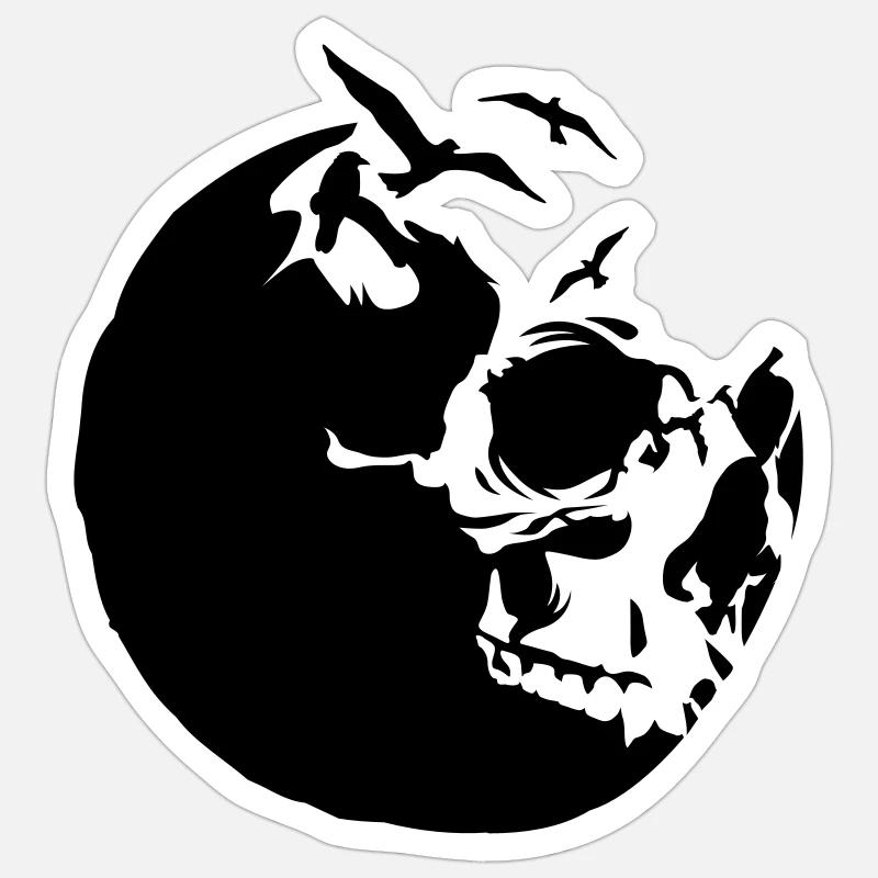 killing moon skull mond - Sticker size S (10 x 10 cm) - white matte