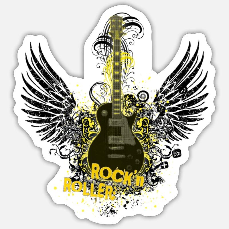 Rock'n Roller (guitar) 01 - Sticker size S (10 x 10 cm) - white matte