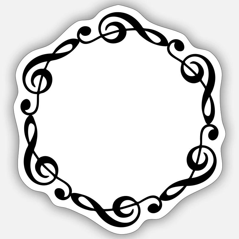 Music notes violin clef frame YOUR TEXT Sticker size S (10 x 10 cm)