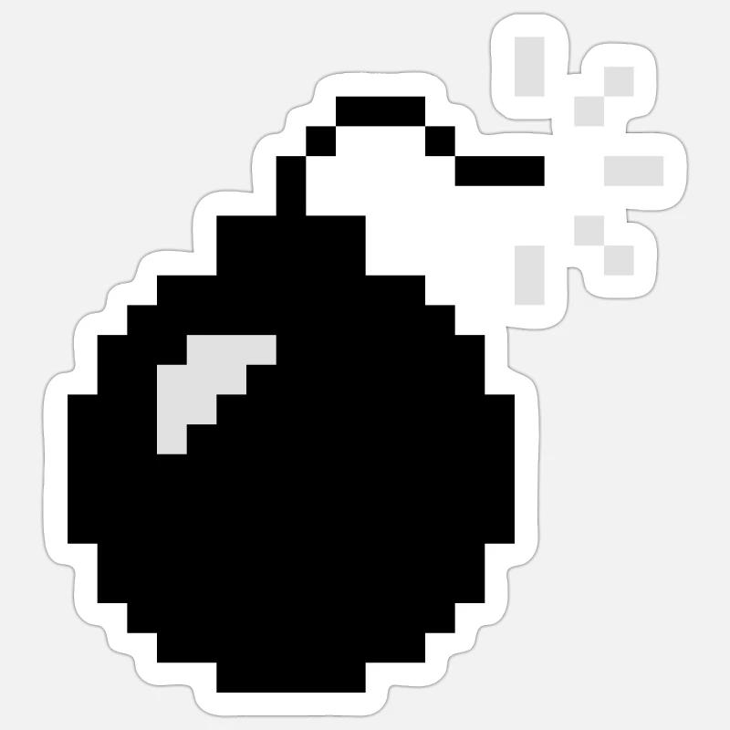Pixel Bomb | Bombe | Explosion - Sticker taille S (10 x 10 cm) - blanc mat