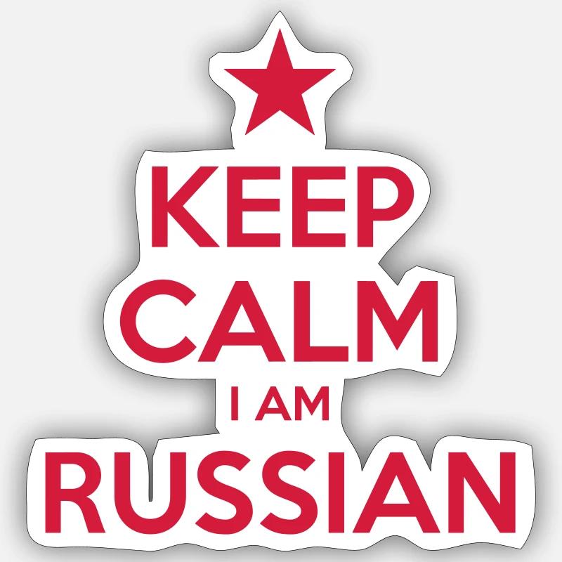 KEEP CALM I AM RUSSIAN - Sticker Größe S (10 x 10 cm) - Mattweiß