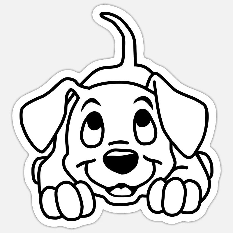 Chiot - Sticker taille S (10 x 10 cm) - blanc mat