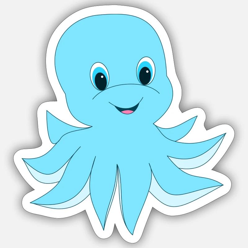 calmars bébé - Sticker taille S (10 x 10 cm) - blanc mat