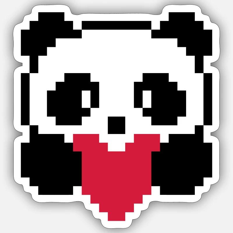 panda-coeur - Sticker taille S (10 x 10 cm) - blanc mat