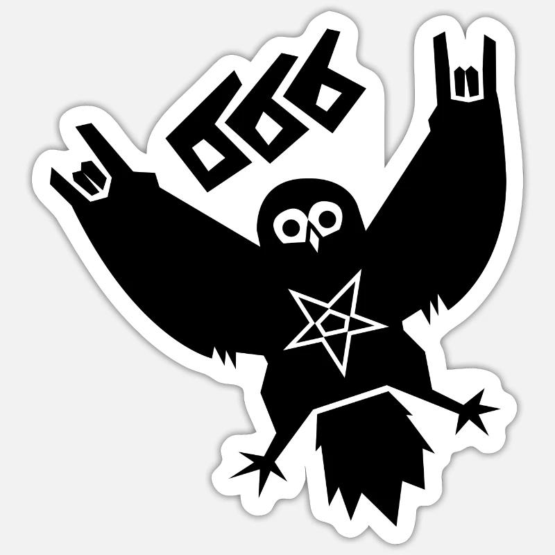 Black Metal Eule - Sticker Größe S (10 x 10 cm) - Mattweiß