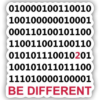 Be Different - Être différent - Binaire - - Sticker taille S (10 x 10 cm) - blanc mat - Devant