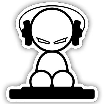 DJ Techno House Musique Disco Dance Casque Rave - Sticker taille S (10 x 10 cm) - blanc mat - Devant