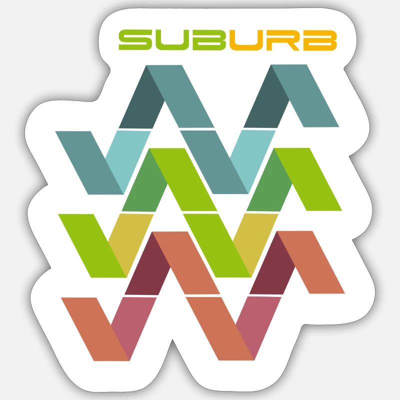 SUBURB HORIZONTAL WHITE - Sticker size S (10 x 10 cm) - white matte