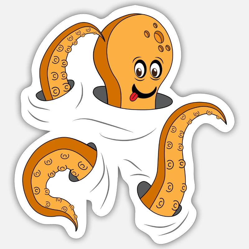 Cute curious octopus - Sticker size S (10 x 10 cm) - white matte