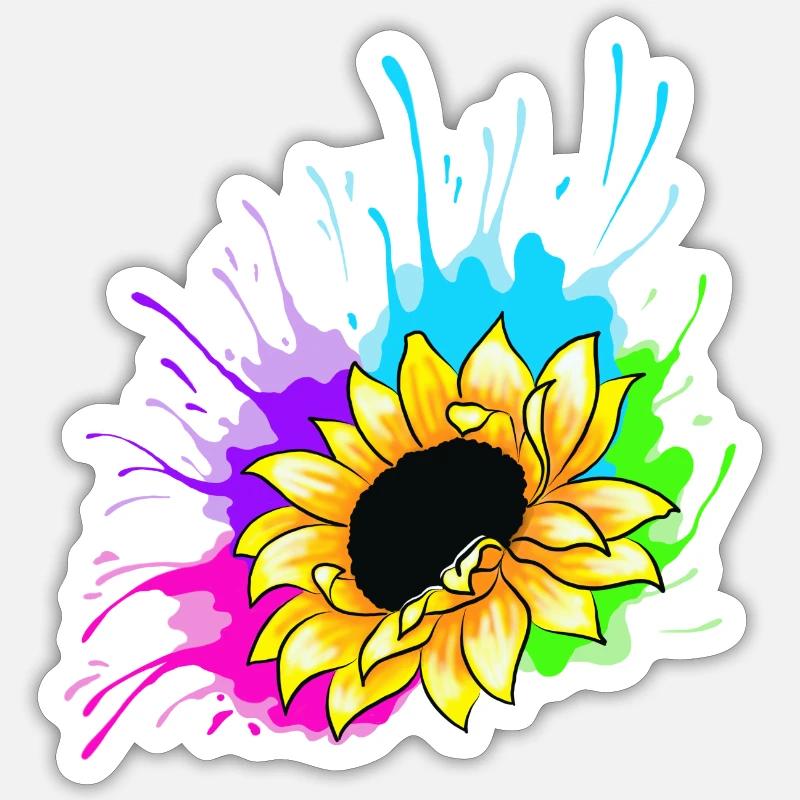 Splash de tournesol - Sticker taille S (10 x 10 cm) - blanc mat