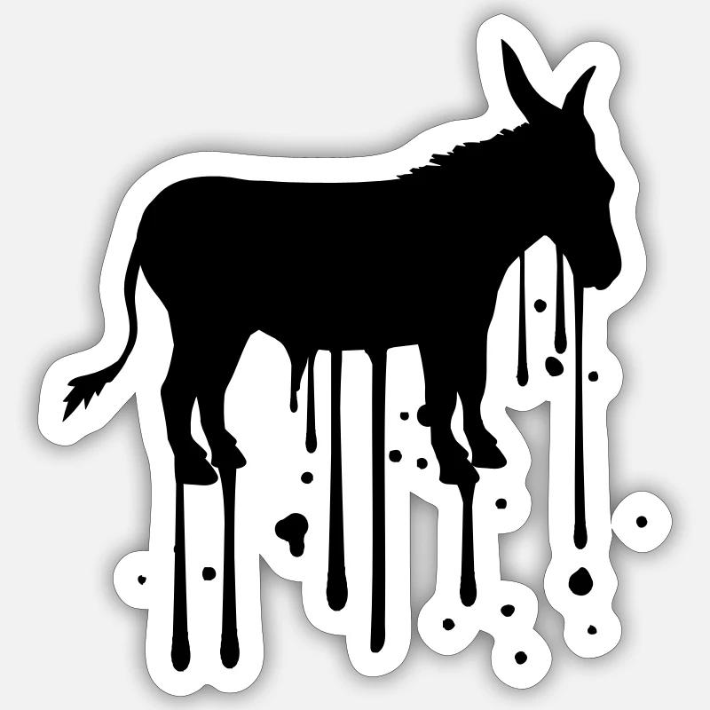 stempel tropfen farbe klecks graffiti spray esel p - Sticker Größe S (10 x 10 cm) - Mattweiß