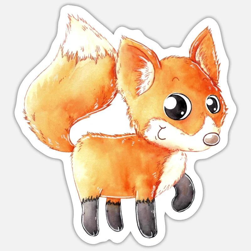 Glücklicher Comic Fuchs Sticker Größe S (10 x 10 cm)