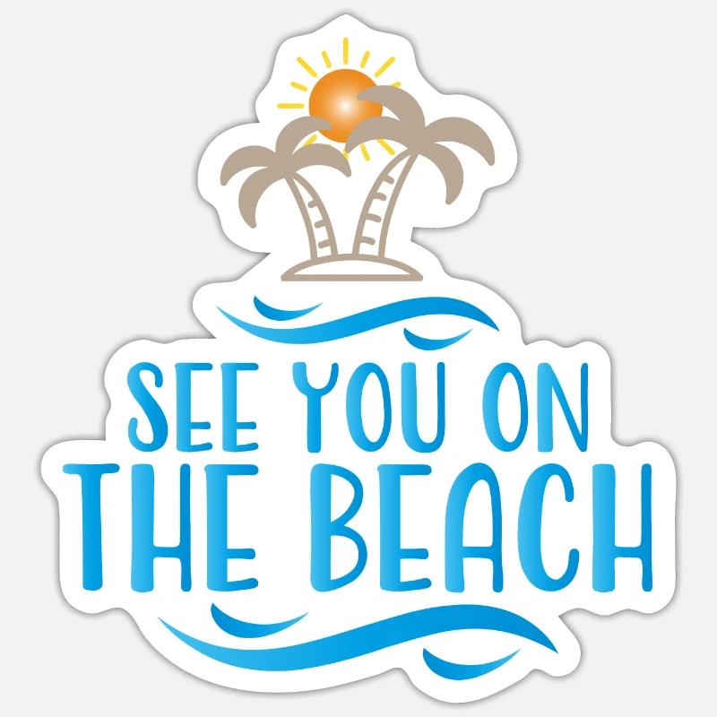 plage - Sticker taille S (10 x 10 cm) - blanc mat