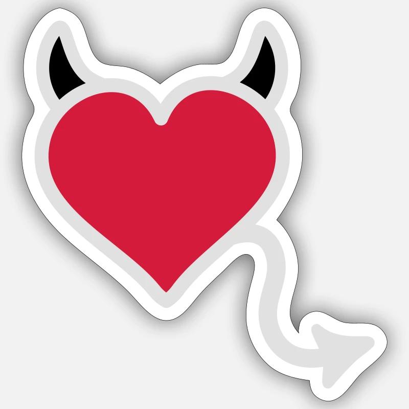 Devil devil heart - Sticker size S (10 x 10 cm) - white matte