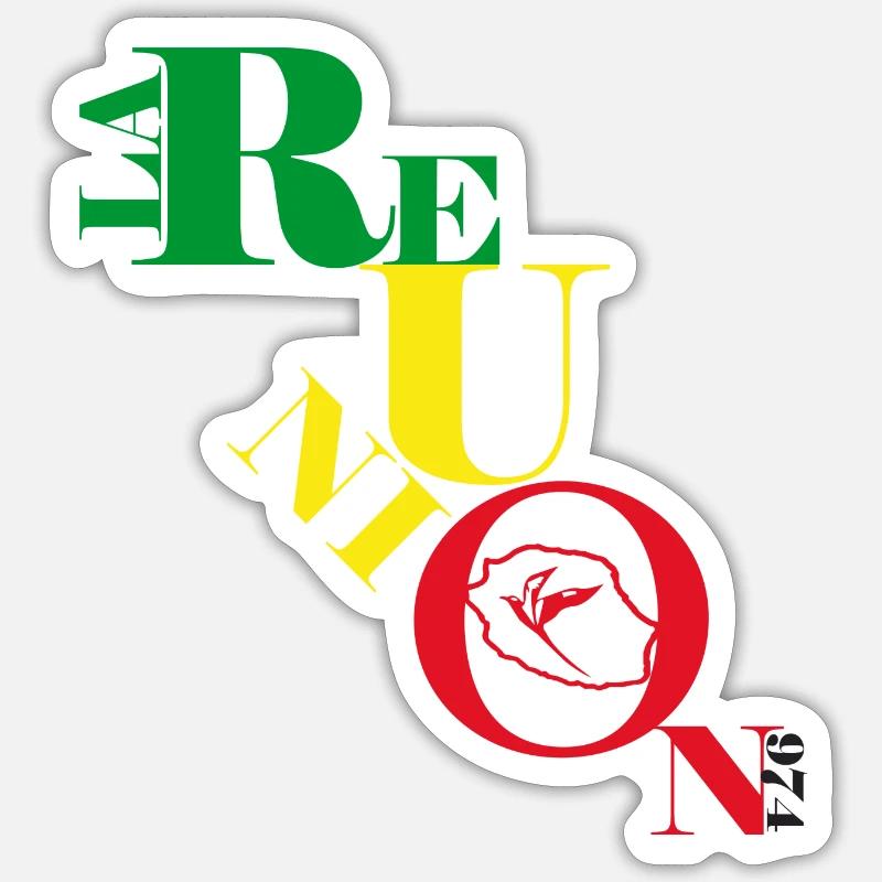 Ecriture Réunion + dessin Paille en queue Sticker taille S (10 x 10 cm)