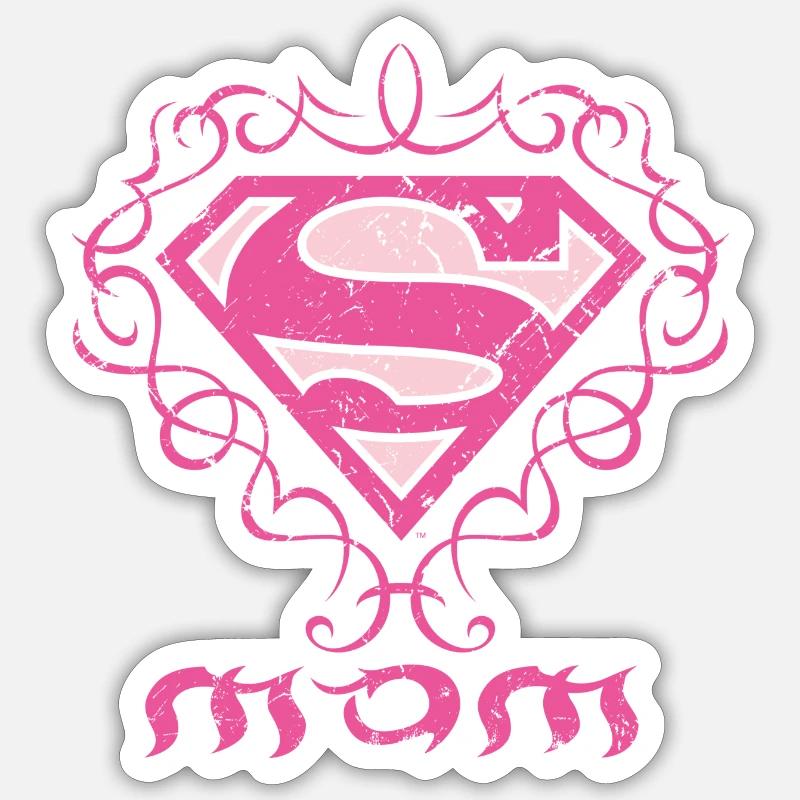 Superman S-Shield Mom - Sticker Größe S (10 x 10 cm) - Mattweiß