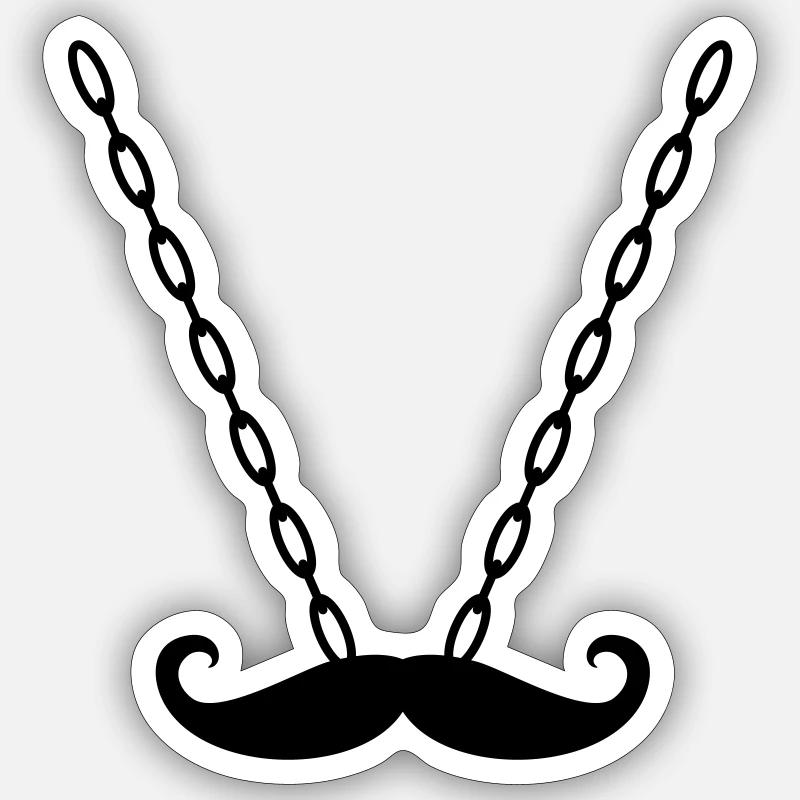 Chaîne avec moustache / moustache - Sticker taille S (10 x 10 cm) - blanc mat