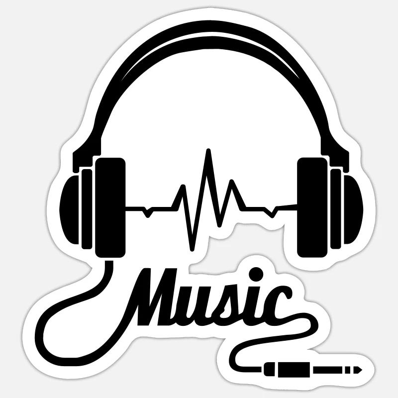 Ohrhörer Musik! - Sticker Größe S (10 x 10 cm) - Mattweiß