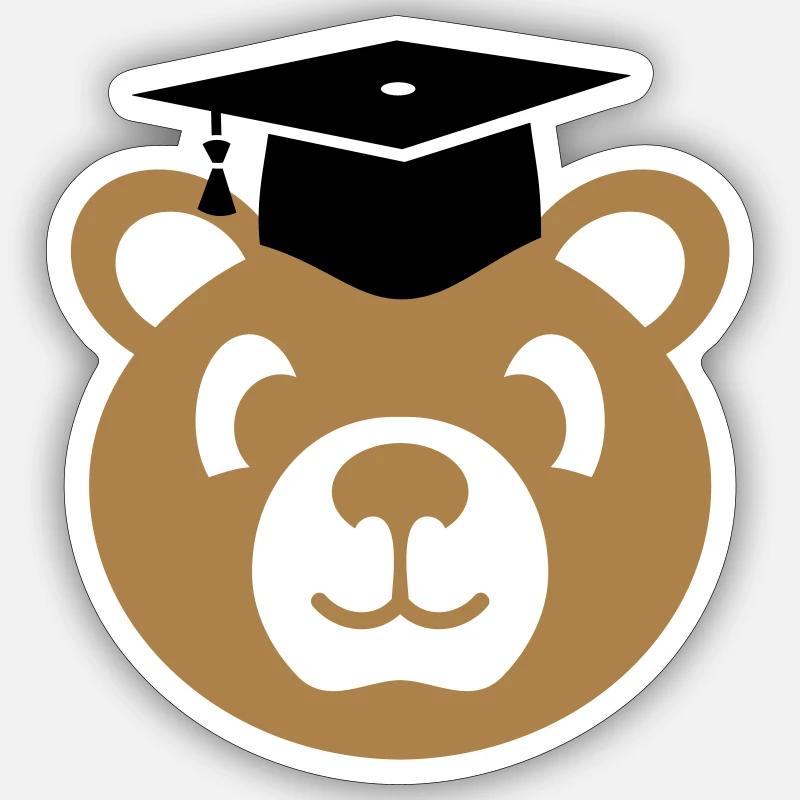 Doktor Bär mit Doktorhut Geschenk Doktorarbeit - Sticker Größe S (10 x 10 cm) - Mattweiß