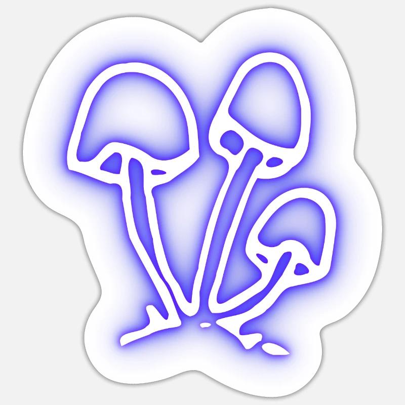 Champignons - Sticker taille S (10 x 10 cm) - blanc mat
